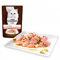 Gourmet A la Carte 85 г пауч консервы для кошек, с лососем a la Florentine, шпинатом, цуккини и зеленой фасолью 1х24