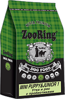 ZooRing Mini Puppy&Junior 1 (Мини Паппи 1) Утка и рис c пробиотиками 10 кг ,28/16 