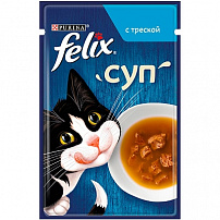 Felix суп 48 г пауч консервы для взрослых кошек, с треской 1х30