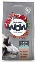 ALPHAPET WOW SUPERPREMIUM 15 кг сухой корм для взрослых собак средних пород с чувствительным пищеварением с ягненком и бурым рисом
