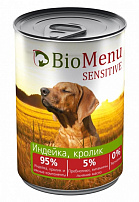 BioMenu sensitive консервы для собак индейка/кролик 410 г