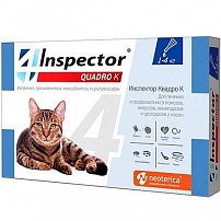 INSPECTOR Quadro K 1-4 кг капли от внешних и внутренних паразитов для кошек