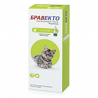 ИНТЕРВЕТ БРАВЕКТО СПОТ ОН 112,5 мг 1,2-2,8 кг капли для кошек от клещей и блох 1х10